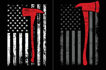 Fire Fighter Axe 4th Of July Design