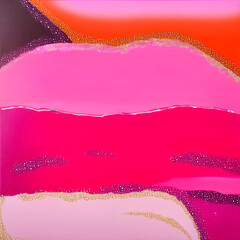 Pink orange brown contrasting shades abstract wall art generative ai