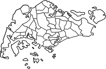 doodle freehand drawing of singapore map.