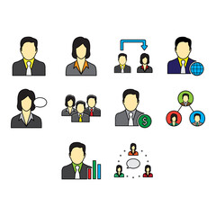 business people icon set
