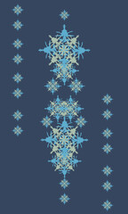 Winter rhythmic pattern with snowflakes. Optical illusion of volume. Decorative winter background. Luxury Christmas vector illustration. Surface texture, pattern for fabric, wrapping paper, wallpaper.