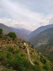 Fototapeta na wymiar Himachal, India - June 6th, 2022 : Mountains of Himalayas, Nature Photo
