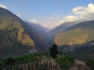 Himachal, India - June 6th, 2022 : Mountains of Himalayas, Nature Photo