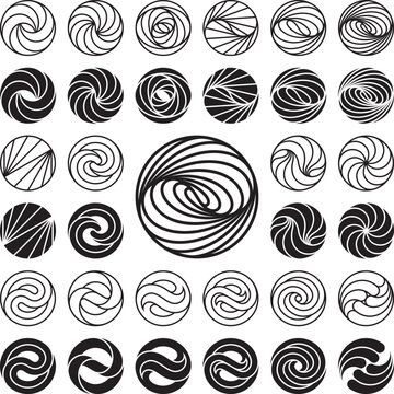 Logo Template. Set of Wavy Circle Logo Templates. Vector Illustration