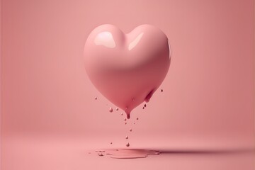 Fototapeta na wymiar Heart shape made of Pink balloon floating on pink background. Generative AI