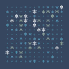 Winter rhythmic pattern with snowflakes. Optical illusion of volume. Decorative winter background. Luxury Christmas vector illustration. Surface texture, pattern for fabric, wrapping paper, wallpaper.