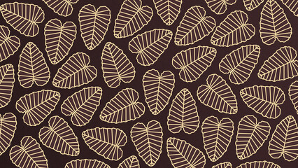 Naklejka premium Brown floral background with tropical plant leaves texture