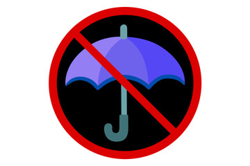 prohibition sign against umbrella on white background,vector illustration