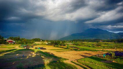 A rainstorm is set to fall during the day when the sun shines brightly.soft and selective focus.