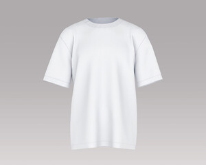 white oversized rounded cotton casual trendy t-shirt isolated background 