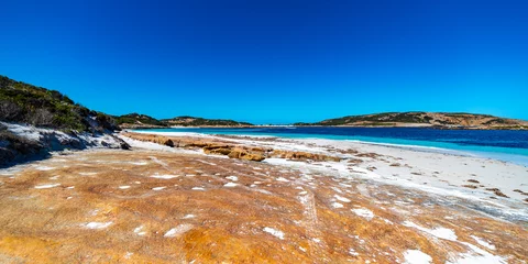 Foto op Plexiglas Cape Le Grand National Park, West-Australië panorama of paradise beach in cape le grand national park in western australia, unique beach with white sand and turquoise water surrounded by mighty hills