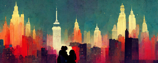 lovers in new york city, created using ai