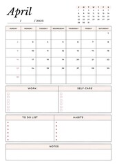 Pink Minimalist Monthly Calendar 2023 Planner