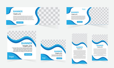 set of blue web banners of different sizes