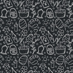 Easter pattern. Seamless pattern with easter icons. Easter background - obrazy, fototapety, plakaty