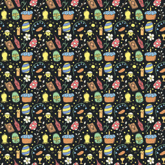 Naklejka premium Easter pattern. Seamless pattern with easter icons. Easter background