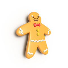 Christmas Gingerbread Man. 3d vector illustration in cartoon style isolated on white background. AI Rendered. Merry Christmas and New Year.