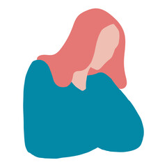 White caucasian woman faceless handdrawn illustration