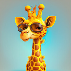 Stylish giraffe with sunglasses.
