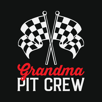 Grandma Pit Crew Racing Party Costume Funny T-shirt Design