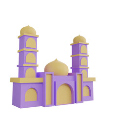 PNG cute mosque concept ramadan with 3d rendering