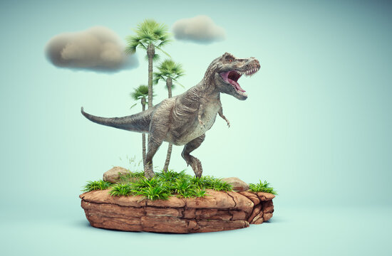 Conceptual presentation scene of a Tyrannosaurus.