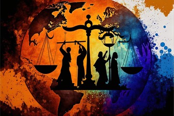 World Day of Social Justice is an international day recognizing the need to promote social justice, which includes efforts to tackle issues such as poverty, gender equality illustration generative ai