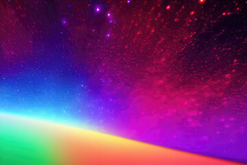 Horizon line in space, abstract vibrant colored shiny lights backgroundHorizon line in space, abstract vibrant colored shiny lights background. Ai generated art. Ai generated art.