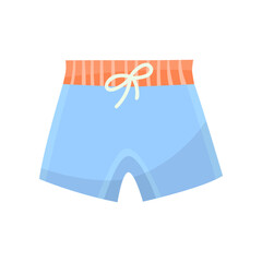 Blue swimming trunks for children vector illustration. Cartoon drawing of colorful swim shorts for little boys isolated on white background. Summer, fashion, childhood concept