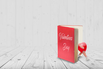 valentines day background with heart on wooden background
