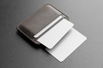 business card with leather sleeve mockup