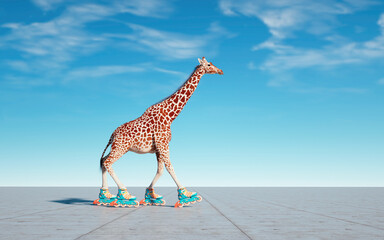 Giraffe goes on rollers.