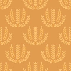 Wheat Ears Icons Seamless pattern,  Cereals sketch.  Organic Wheat, agricultural bread and natural food,  Malt  Beer print  background. Autumn harvest design  Vector flat illustration