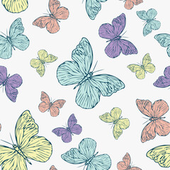 Colorful cute butterfly seamless pattern