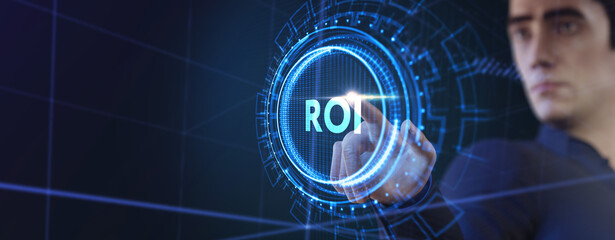ROI Return on investment financial growth concept. Business, Technology, Internet and network concept.