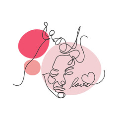 Man and woman, one line outline drawing, couple in love, fashion