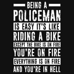 Obraz premium Policeman typographic tshirt design 