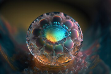 Macro photography style of an iridescent crystal flower, made with Generative AI