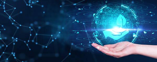 ESG Environmental Social Governance concept. Technology, Internet and network concept.