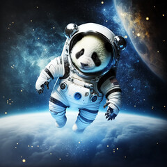 Fototapeta na wymiar Panda astronaut in space