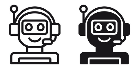 ofvs310 OutlineFilledVectorSign ofvs - chatbot vector icon . chatting . ai, artificial intelligence robot . isolated transparent . black outline and filled version . AI 10 / EPS 10 / PNG . g11650