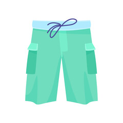 Male swim shorts with pockets vector illustration. Cartoon drawing of mint swimwear or underpants for men isolated on white background. Summer, fashion concept