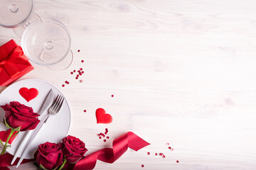 Valentine's Day table setting - obrazy, fototapety, plakaty