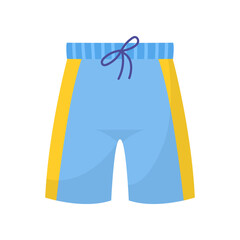 Blue board shorts for men vector illustration. Cartoon drawing of male swimwear or underpants isolated on white background. Summer, fashion concept