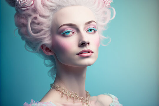Maria antoinette, sweet world, bullet world, fantasy, costume party, Marie Antoniette queen of France, generative ai