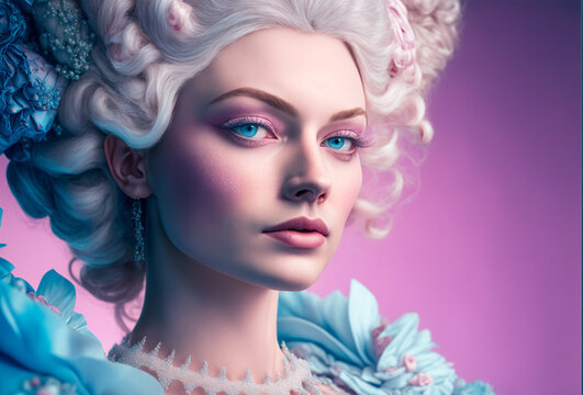 Maria antoinette, sweet world, bullet world, fantasy, costume party, Marie Antoniette queen of France, generative ai