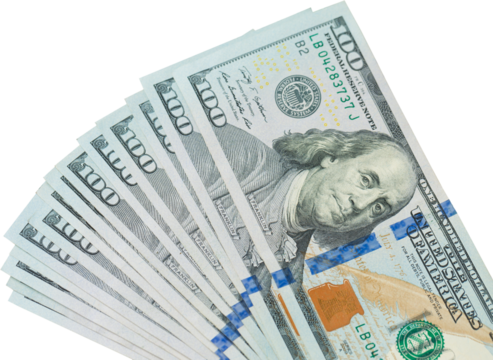 Background of one hundred dollar bills. Benjamin Franklin on USA money banknote