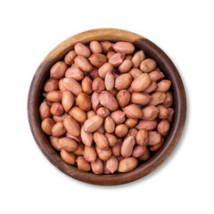 Raw peanuts in a bowl isolated over white background