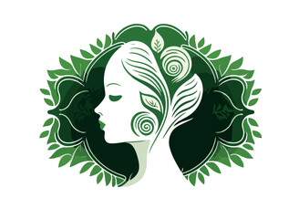 Spa logo or emblem in green tones. Vector illustration