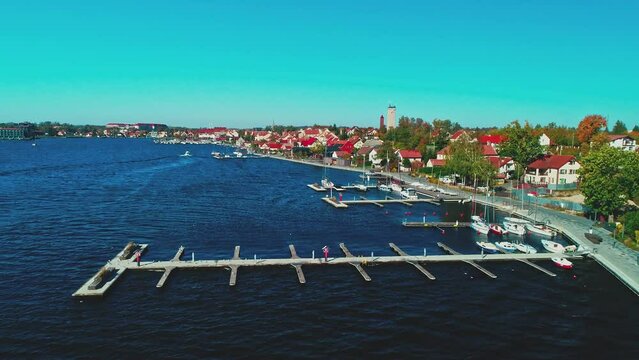 Mikolajki, a town on Mikolajskie Lake.  Sailing harbour. Yaht Marina. Poland Masuria